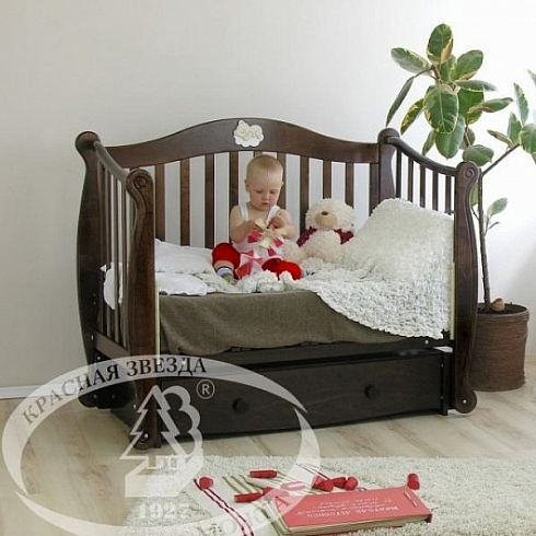 С 707 Кровать детская "Валерия" резьба №19 накладка №22 мишка на облаке