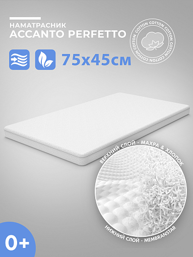 Наматрасник Nuovita Accanto Perfetto, натяжной, махра, 75х45 см,